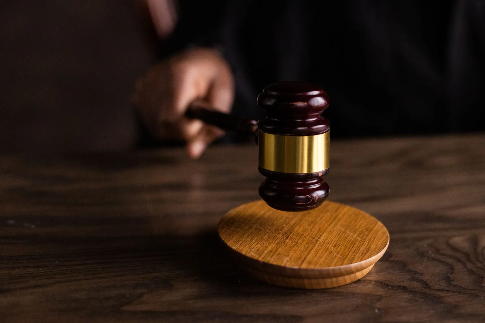 Gavel and sound block on the bench